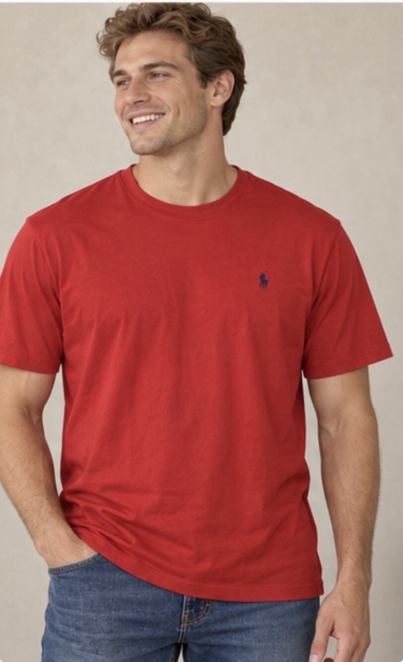 Polo Ralph Lauren T-Shirt Men’s XL Red Blue Pony Logo Crew Neck Cotton Tee